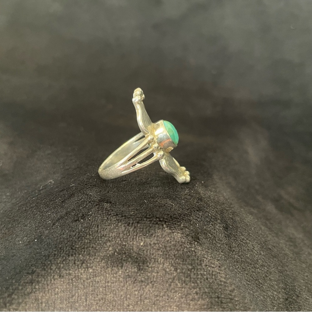 Turquoise And 925 Silver Statement Ring Size 7.5 - image 5